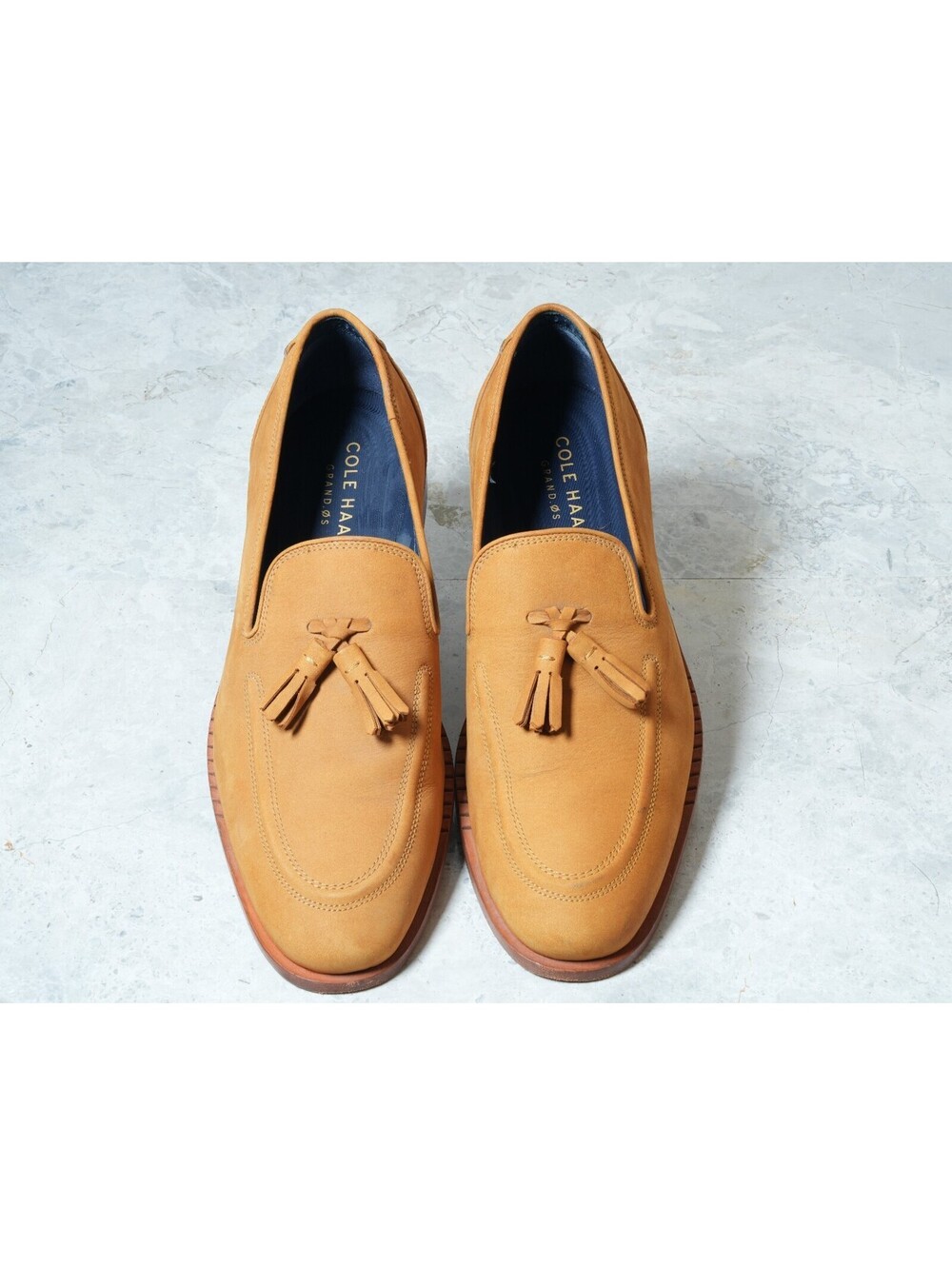 Cole Haan Collection Tan Suede Tassel Loafers Mens 10 Leather Sole